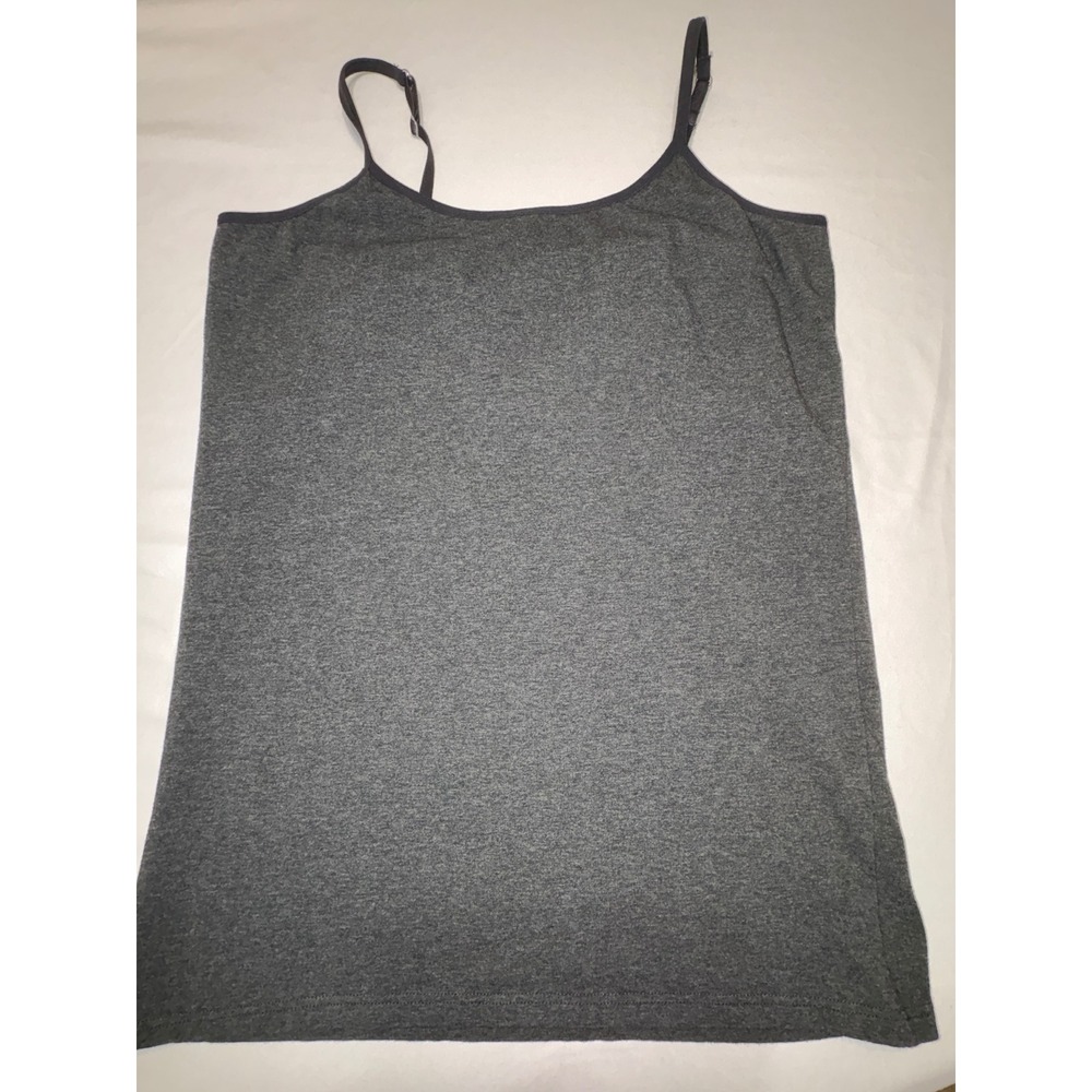 Heather Grey Camisole Tank Top XXL Adjustable Straps Built-in Shelf Bra